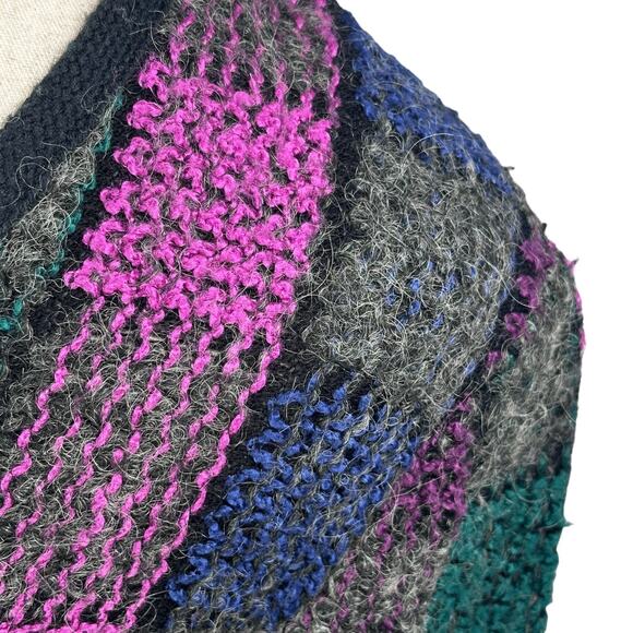 Vintage Koret Cardigan Sweater Womens 20W Pink Purple Gray Check Mohair Blend - Picture 3 of 9